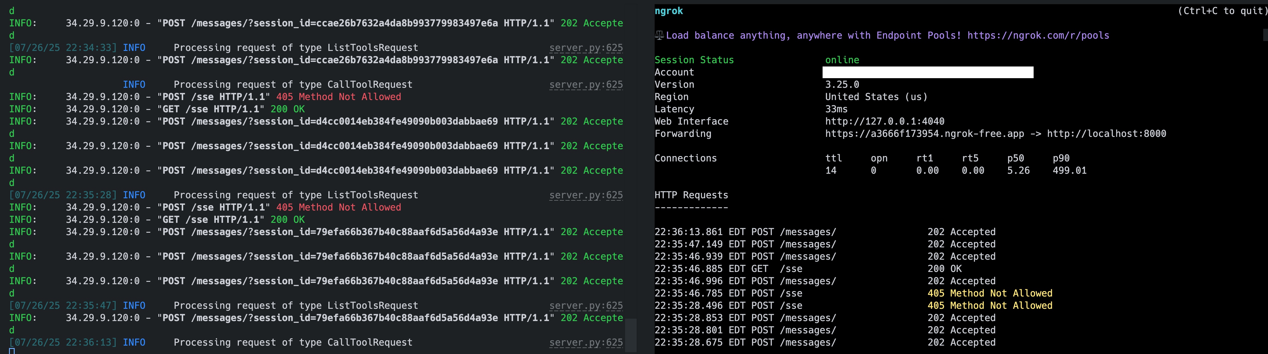 Terminal output